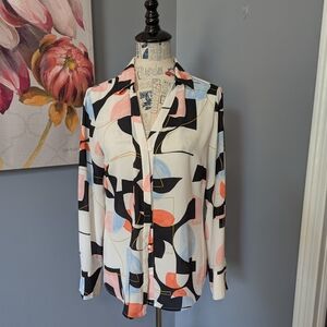 Worthington Multicolor Abstract Button Down Shirt